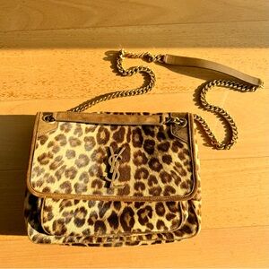 Yves Saint Laurent YSL Leopard Print Medium Niki Shoulder Bag